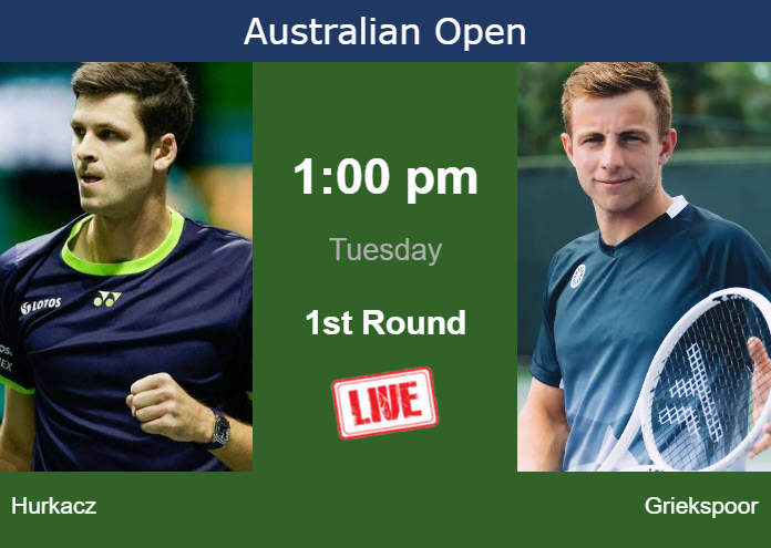 How to watch Hurkacz vs. Griekspoor on live streaming at the Australian Open on Tuesday