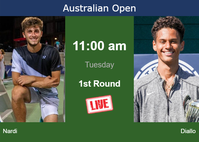 How to watch Nardi vs. Diallo on live streaming at the Australian Open on Tuesday