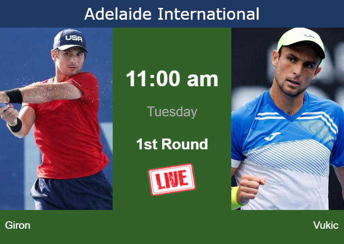 Monday Live Streaming Marcos Giron vs Aleksandar Vukic