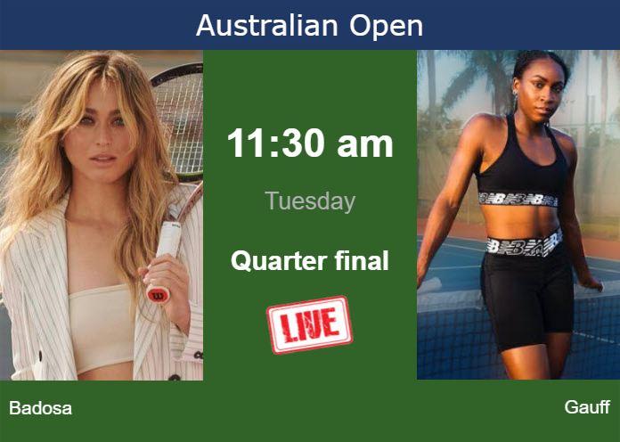 How to watch Badosa vs. Gauff on live streaming at the Australian Open on Tuesday