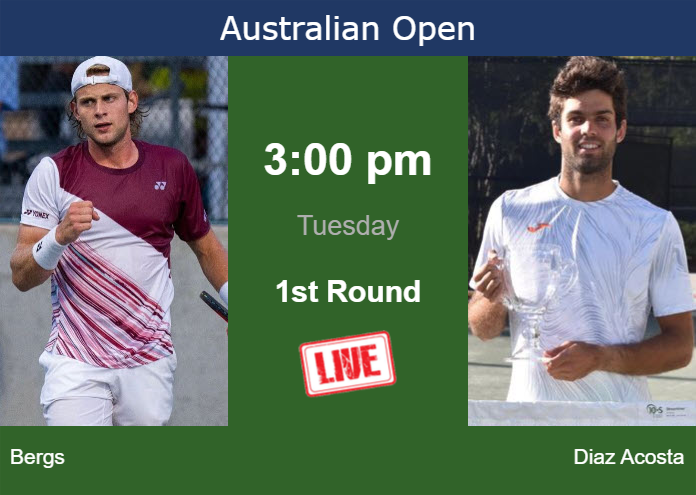 How to watch Bergs vs. Diaz Acosta on live streaming at the Australian Open on Tuesday