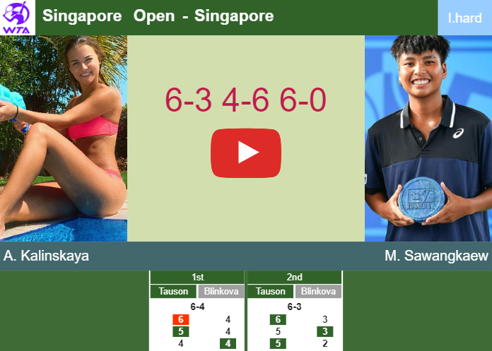 Anna Kalinskaya aces Sawangkaew in the quarter to play vs Li at the Singapore Open. HIGHLIGHTS – SINGAPORE RESULTS