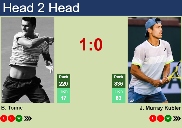 Prediction and head to head Bernard Tomic vs. Jason Murray Kubler