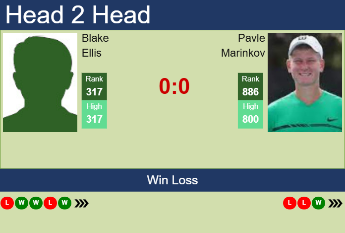 H2H, prediction of Blake Ellis vs Pavle Marinkov in Brisbane 1 Challenger with odds, preview, pick | 30th January 2025