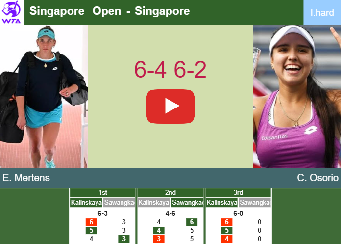 Elise Mertens downs Osorio in the quarter to set up a battle vs Wang. HIGHLIGHTS – SINGAPORE RESULTS