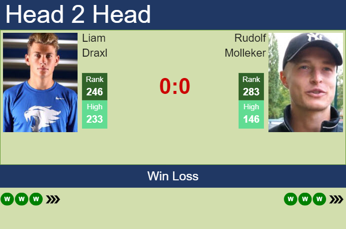 H2H, prediction of Liam Draxl vs Rudolf Molleker in Oeiras 1 Challenger with odds, preview, pick | 10th January 2025