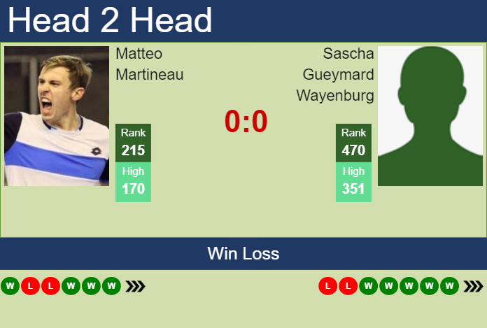 H2H, prediction of Matteo Martineau vs Sascha Gueymard Wayenburg in Quimper Challenger with odds, preview, pick | 25th January 2025