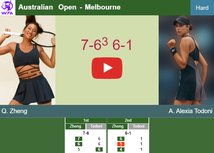 Qinwen Zheng gets by Alexia Todoni in the 1st round – AUSTRALIAN OPEN RESULTS. HIGHLIGHTS. HIGHLIGHTS, INTERVIEW