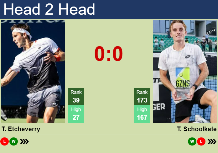 H2H, prediction of Tomas Martin Etcheverry vs Tristan Schoolkate in Adelaide with odds, preview, pick | 7th January 2025