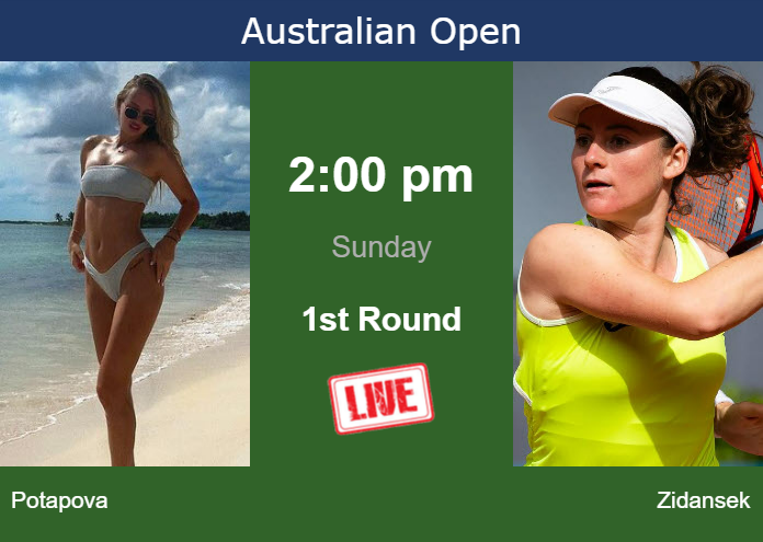 How to watch Potapova vs. Zidansek on live streaming at the Australian Open on Sunday