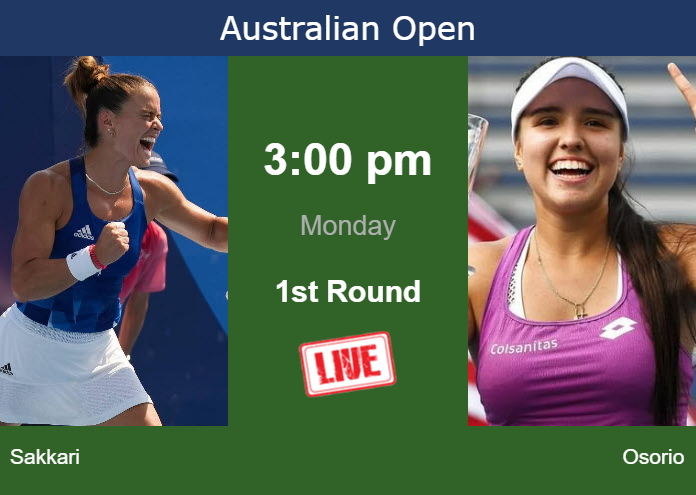 How to watch Sakkari vs. Osorio on live streaming at the Australian Open on Monday