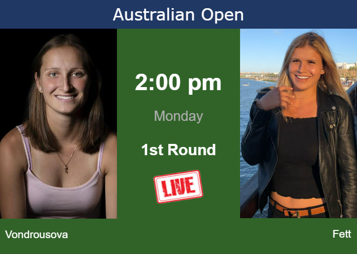 How to watch Vondrousova vs. Fett on live streaming at the Australian Open on Monday