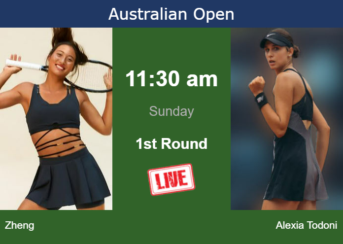 How to watch Zheng vs. Alexia Todoni on live streaming at the Australian Open on Sunday