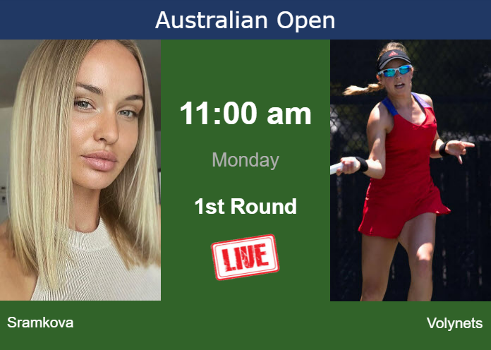 How to watch Sramkova vs. Volynets on live streaming at the Australian Open on Monday