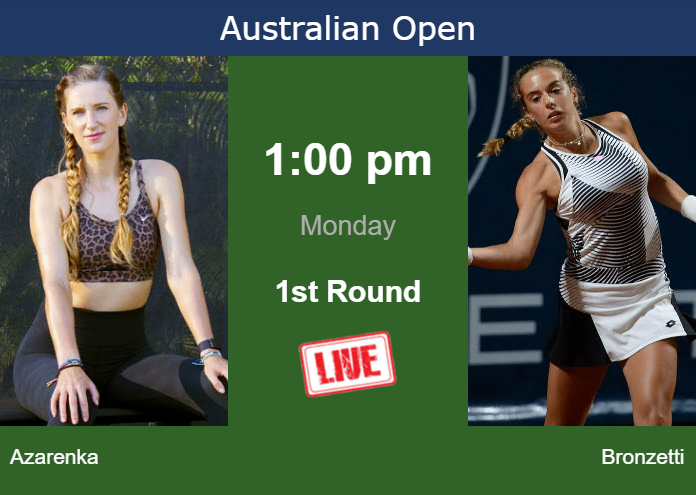 How to watch Azarenka vs. Bronzetti on live streaming at the Australian Open on Monday