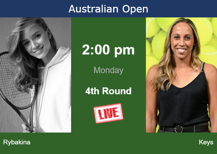 How to watch Rybakina vs. Keys on live streaming at the Australian Open on Monday