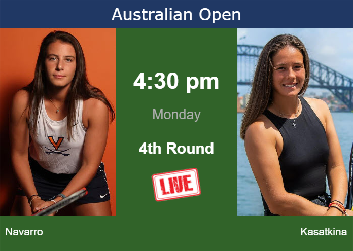 How to watch Navarro vs. Kasatkina on live streaming at the Australian Open on Monday