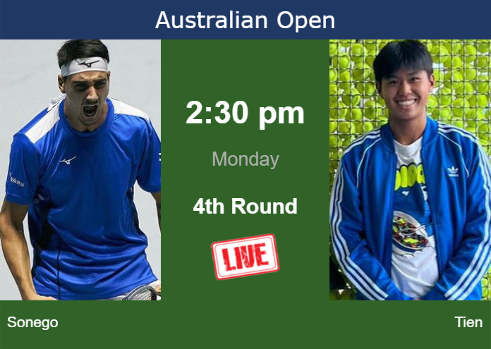 How to watch Sonego vs. Tien on live streaming at the Australian Open on Monday