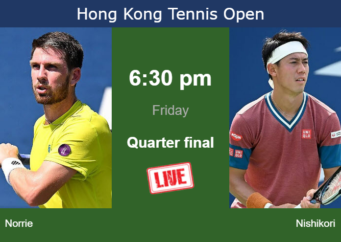 How to watch Norrie vs. Nishikori on live streaming in Hong Kong on Friday Thursday Live Streaming Cameron Norrie vs Kei Nishikori