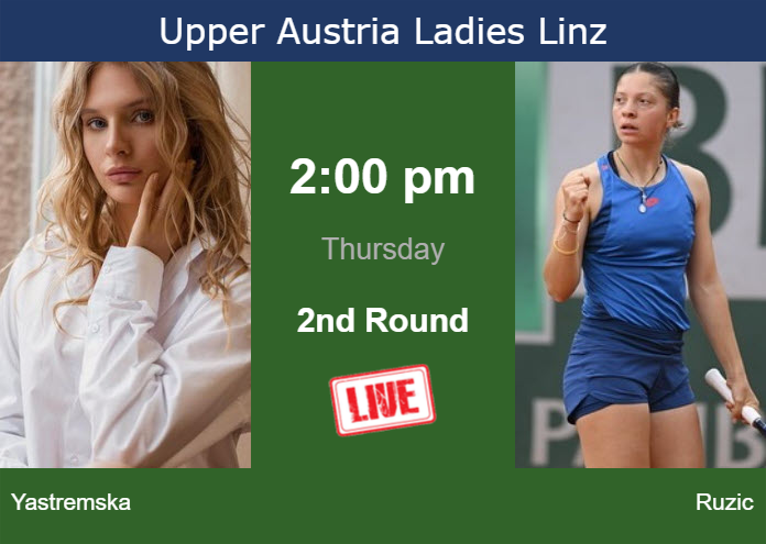 How to watch Yastremska vs. Ruzic on live streaming in Linz on Thursday Thursday Live Streaming Dayana Yastremska vs Antonia Ruzic
