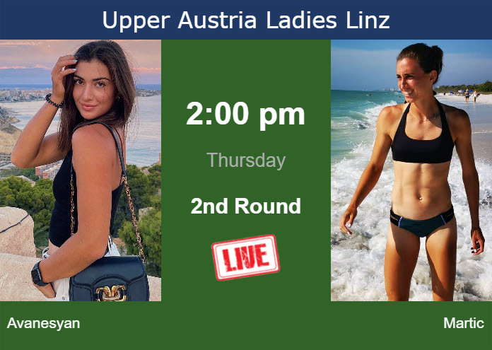 How to watch Avanesyan vs. Martic on live streaming in Linz on Thursday Thursday Live Streaming Elina Avanesyan vs Petra Martic