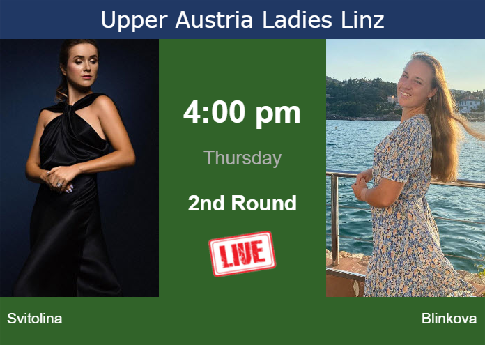 How to watch Svitolina vs. Blinkova on live streaming in Linz on Thursday Thursday Live Streaming Elina Svitolina vs Anna Blinkova
