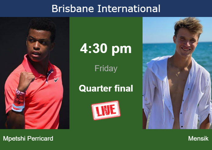 How to watch Mpetshi Perricard vs. Mensik on live streaming in Brisbane on Friday Thursday Live Streaming Giovanni Mpetshi Perricard vs Jakub Mensik