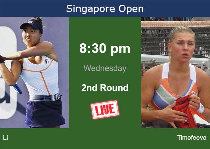 How to watch Li vs. Timofeeva on live streaming in Singapore on Wednesday