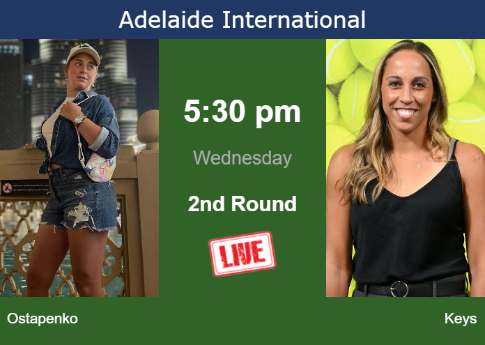 How to watch Ostapenko vs. Keys on live streaming in Adelaide on Wednesday Tuesday Live Streaming Jelena Ostapenko vs Madison Keys