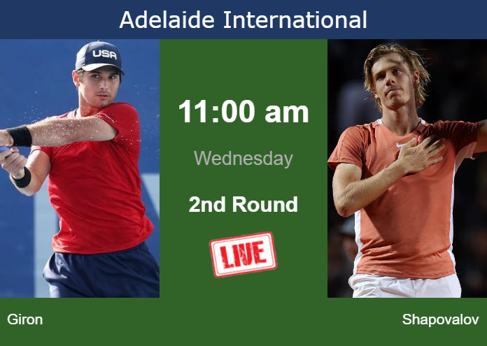 Tuesday Live Streaming Marcos Giron vs Denis Shapovalov