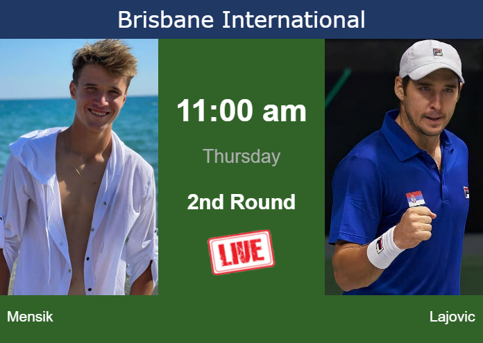 How to watch Mensik vs. Lajovic on live streaming in Brisbane on Thursday Wednesday Live Streaming Jakub Mensik vs Dusan Lajovic