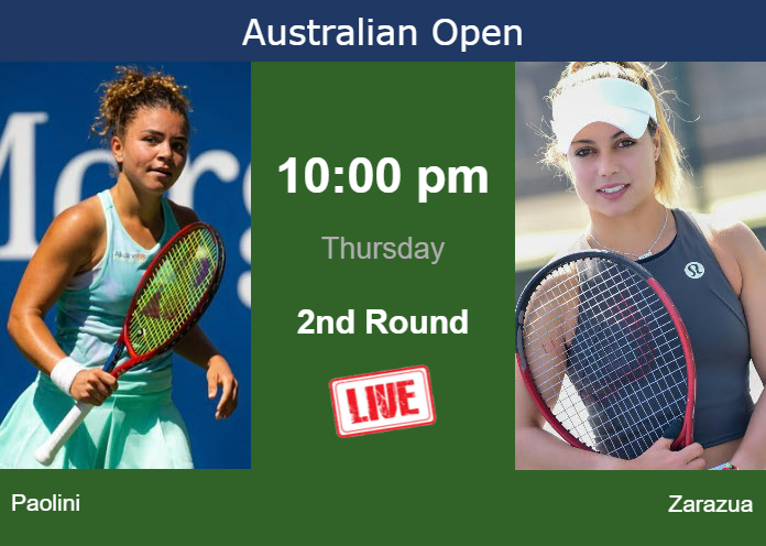 How to watch Paolini vs. Zarazua on live streaming at the Australian Open on Thursday