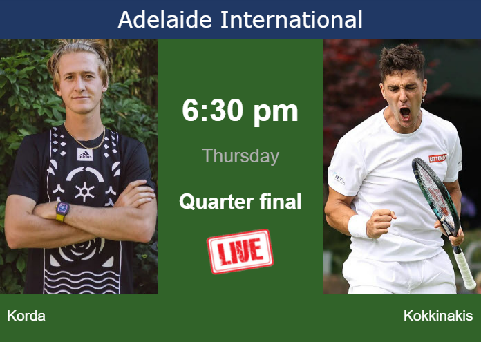 Wednesday Live Streaming Sebastian Korda vs Thanasi Kokkinakis