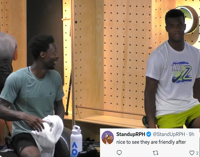 Monfils Chatting With Young Perricard