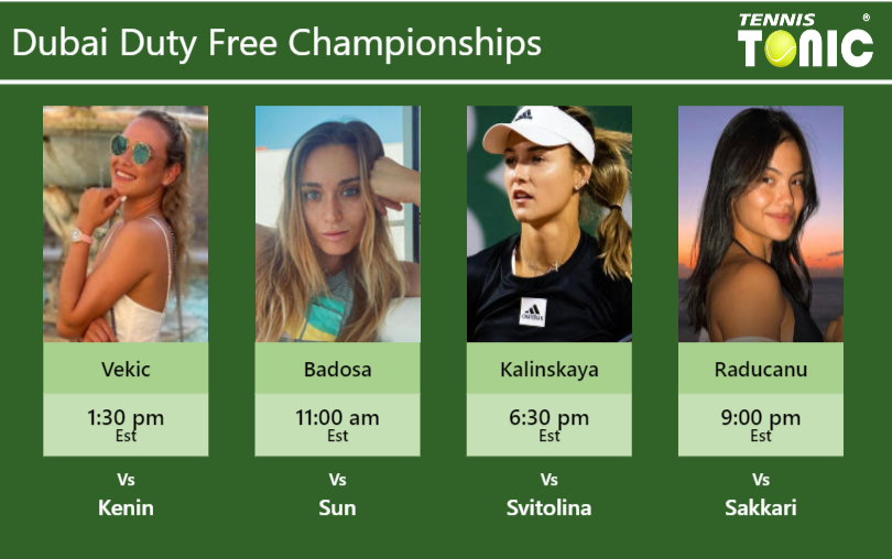 PREDICTION, PREVIEW, H2H: Vekic, Badosa, Kalinskaya and Raducanu to play on CENTER COURT on Sunday – Dubai Duty Free Championships