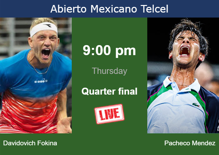 Friday Live Streaming Alejandro Davidovich Fokina vs Rodrigo Pacheco Mendez