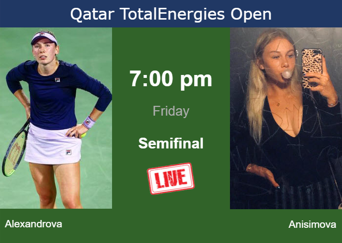 How to watch Alexandrova vs. Anisimova on live streaming in Doha on Friday