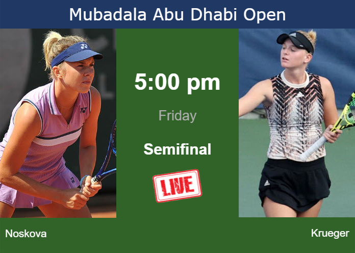 How to watch Noskova vs. Krueger on live streaming in Abu Dhabi on Friday Friday Live Streaming Linda Noskova vs Ashlyn Krueger