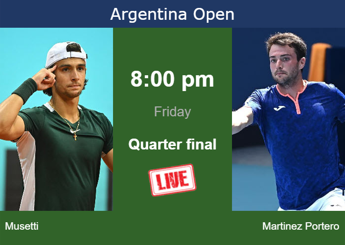 How to watch Musetti vs. Martinez Portero on live streaming in Buenos Aires on Friday