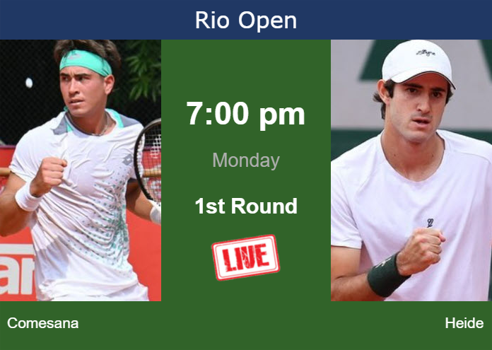 How to watch Comesana vs. Heide on live streaming in Rio de Janeiro on Monday Monday Live Streaming Francisco Comesana vs Gustavo Heide