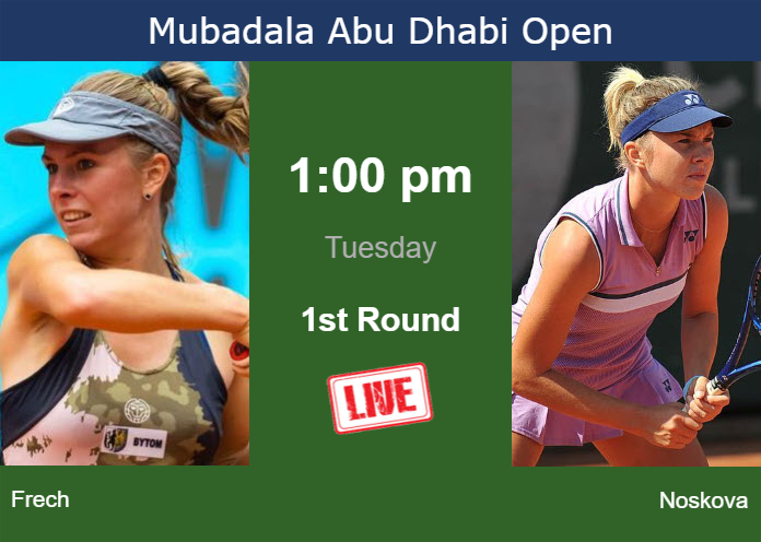 How to watch Frech vs. Noskova on live streaming in Abu Dhabi on Tuesday