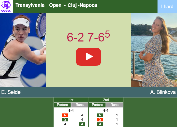 Ella Seidel surprises Blinkova in the 2nd round to play vs Potapova at the Transylvania Open. HIGHLIGHTS – CLUJ RESULTS