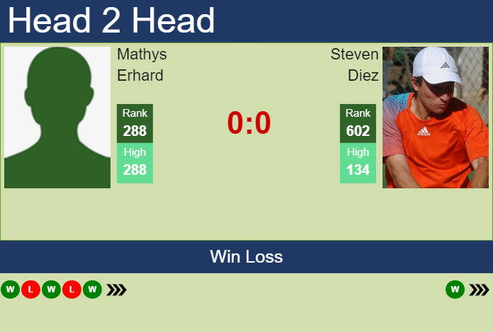 H2H, prediction of Mathys Erhard vs Steven Diez in Tenerife 2 Challenger with odds, preview, pick | 10th February 2025