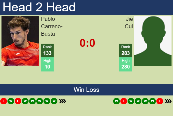 H2H, prediction of Pablo Carreno-Busta vs Jie Cui in Tenerife 2 Challenger with odds, preview, pick | 11th February 2025