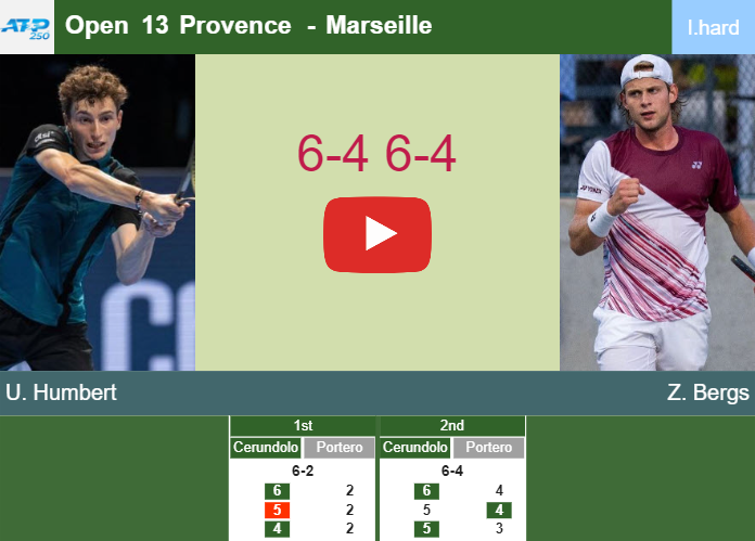 Ugo Humbert topples Bergs in the semifinal to battle vs Medjedovic at the Open 13 Provence. HIGHLIGHTS – MARSEILLE RESULTS Prediction-and-head-to-head-Ugo-Humbert-vs-Zizou-Bergs