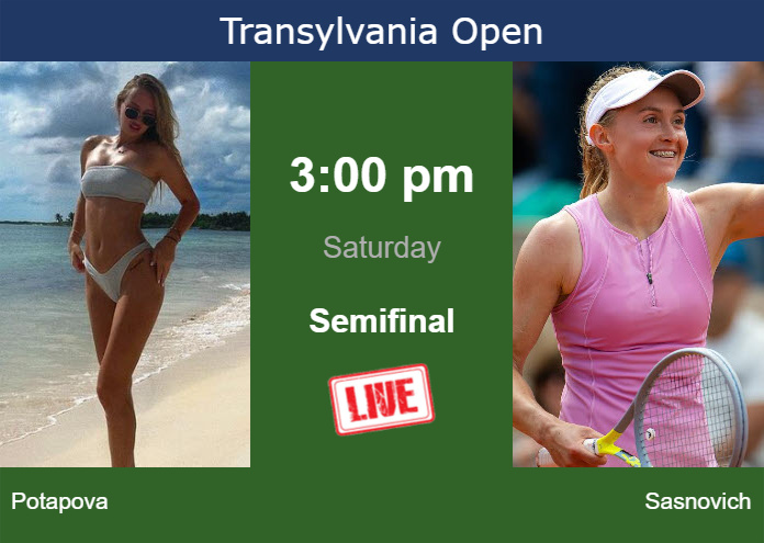 How to watch Potapova vs. Sasnovich on live streaming in Cluj on Saturday