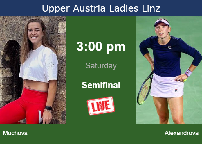 How to watch Muchova vs. Alexandrova on live streaming in Linz on Saturday Saturday Live Streaming Karolina Muchova vs Ekaterina Alexandrova