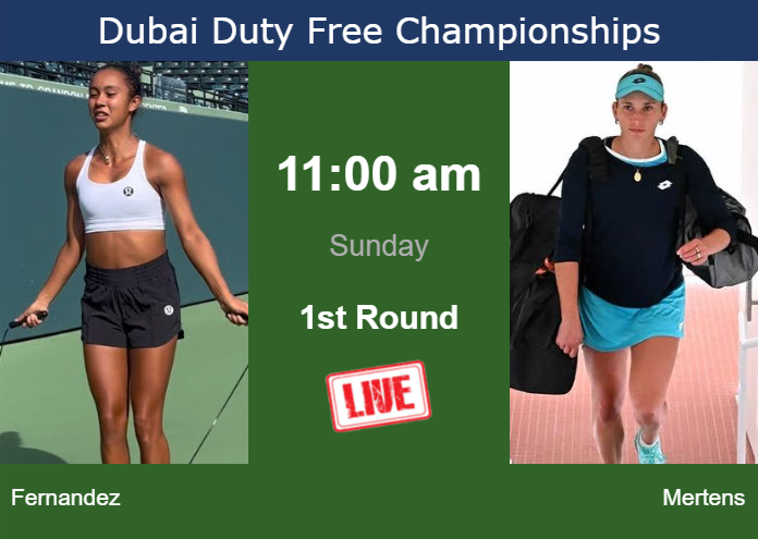 How to watch Fernandez vs. Mertens on live streaming in Dubai on Sunday