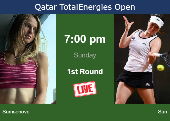 How to watch Samsonova vs. Sun on live streaming in Doha on Sunday