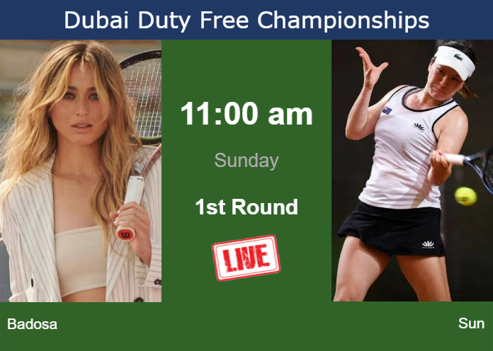 How to watch Badosa vs. Sun on live streaming in Dubai on Sunday